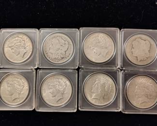 Peace silver dollars .
