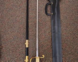 Vintage US Navy officer sword with sheath and extras.