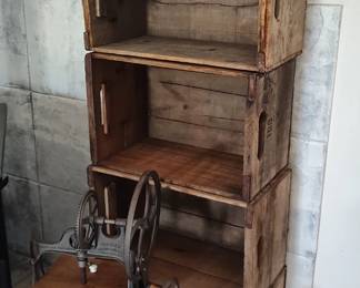 wood boxes and churns