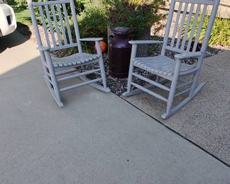 outside rocker and milk jug