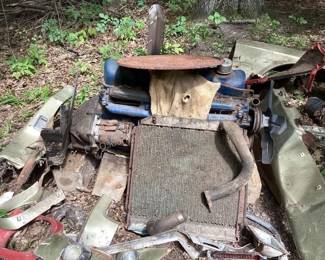 1965 Mustang Convertible parts/scrap car & pile of accessories with engine