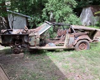 1965 Mustang Convertible parts/scrap car & pile of accessories with engine