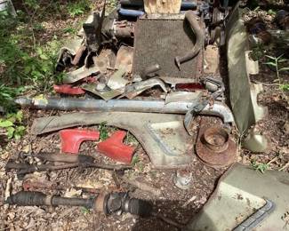 1965 Mustang Convertible parts/scrap car & pile of accessories with engine