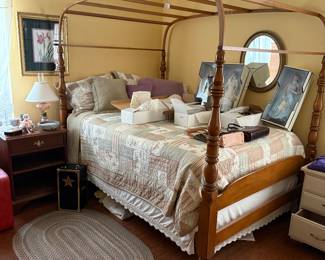 Full size Stickley bed with removable canopy (original finials included)