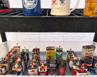 Lots of advertising, oil, cans lots of miscellaneous shelving, and advertising pieces