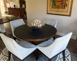 Velvety light blue chair set for lunch?