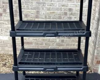Multiple plastic shelving units in catalog