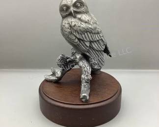 Pewter Pygmy Owl Sculpture, Irving Burgues