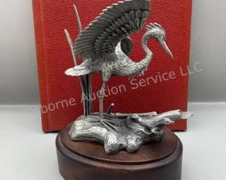 Pewter Heron Sculpture, Irving Burgues
