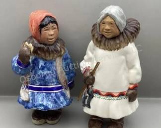 C. Alan Johnson Sophie & Rachel Eskimo Figurines