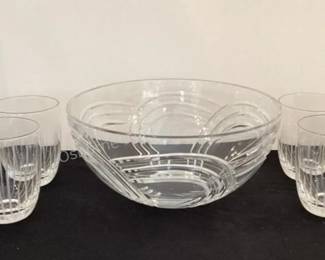 Crystal glasses & signed bowl