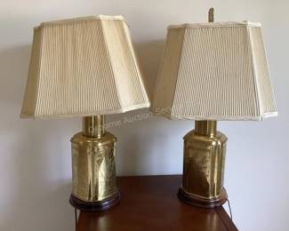 Oriental brass lamp set