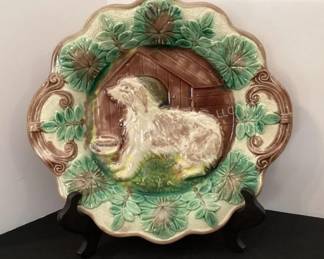 Majolica dog plate