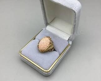 14K gold carved coral ring