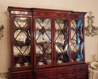 Exquisite Bubble Glass  Mahogany Bookcase Secretary Utilized as a China Cabinet by Saginaw Furniture
