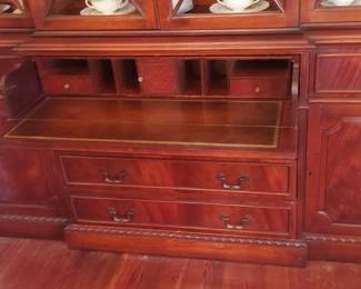 Exquisite Bubble Glass  Mahogany Bookcase Secretary Utilized as a China Cabinet by Saginaw Furniture