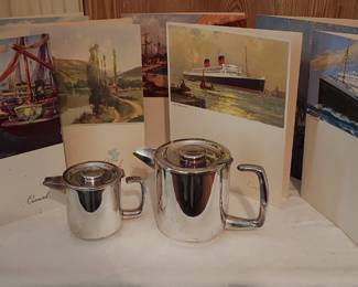 Cunard Oceanliner Collection - Silver Tea & Coffee Pots and Menus