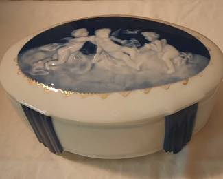 Camille Tharaud France Limoges Jewelry Box Porcelain Art Deco 1920s Cherubs 
