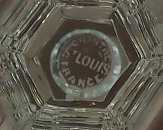 Pair of St Louis (France) crystal candlesticks note: acid mark 
