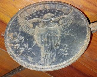 1812  Antique Cast Iron Waffer / Waffle Maker with American Eagle Symbol