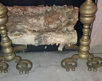 Antique pair 19th Century Brass Beehive style Andirons