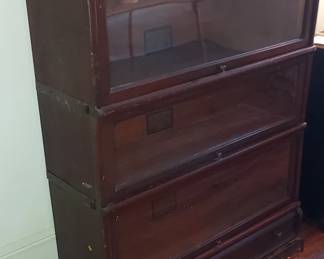 Mahogany Globe Wernicke Triple Stack Barrister Bookcase with Drawer