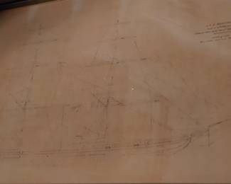 U.S.S. Monongahela traced from Blue Print  Plans of Spars, Sails. Etc. made at Navy Yard 1891
A.W. Stahl naval constructor U.S.N
Large framed Plans... very faint and hard to photograph. 