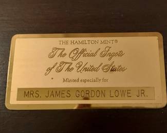 United States Hamilton Mint Set 24k on .999 Silver United States Bars Ingot set
Each bar weighs 50 troy oz. 1 oz 
The bars are minted by Hamilton Mint, a trusted brand in the bullion industry made in they are pure silver with 24k gold plating. 