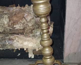 Antique pair 19th Century Brass Beehive style Andirons
