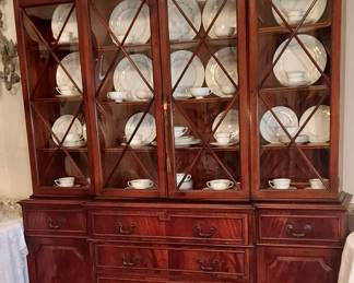 Exquisite Bubble Glass  Mahogany Bookcase Secretary Utilized as a China Cabinet by Saginaw Furniture