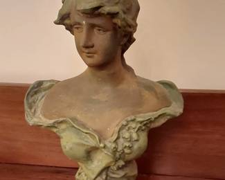 Antique Art Nouveau Bronzed Spelter Bust 