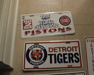 Detroit Tigers and Piston License Plates