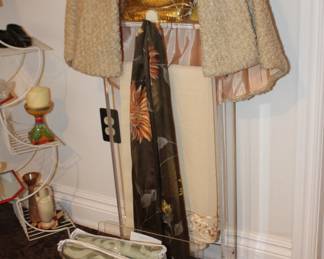 Vintage Cape, Scarf, Acrylic stand, Magazine Rack Linens