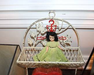 Vintage Doll, Metal Shelf