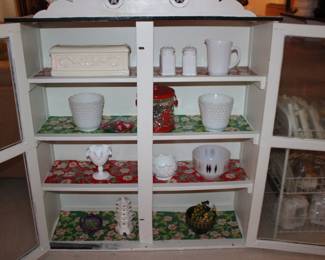 Cabinet and Hobnail and Milk Glass
