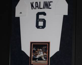 Al Kaline 6 Signed Shirt and Framed Picture