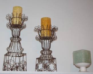 Metal and Pottery Candle Holders