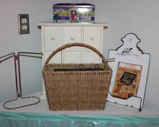 Basket, Spice or Novelty Bin, Rack, Porcelain Stand
