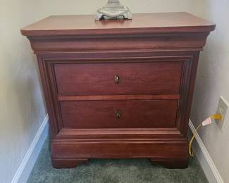 Mahogany nightstand (one of a pair) two drawers - matches bedroom set