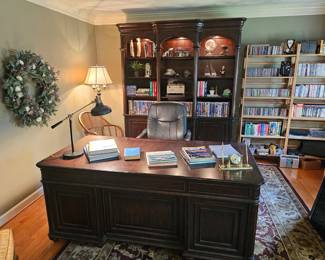 Haverty Mahogany Executive Desk, Matching bookcase