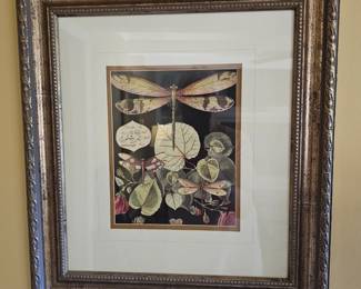 Second of pair of framed dragonfly prints