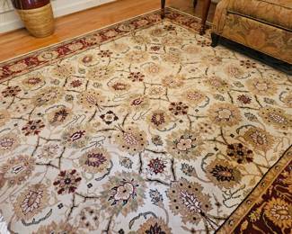 8 x 11 Sphinx area rug in golds and cranberry - "Patina" pattern