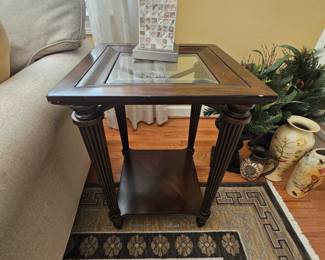 Small end table with glass insert