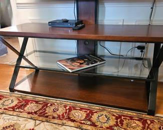 Heavy wood and glass media center for up to 65" tv