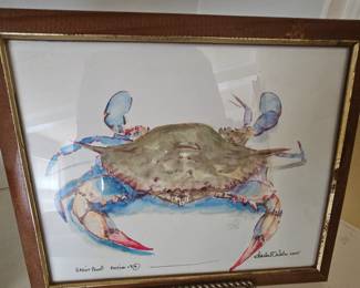 Charles E Wimble signed and numbered 3/3 Blue Crab watercolor
