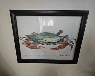 Charles E Wimble Artist Proof - Edition F4 - signed Watercolor Green crab