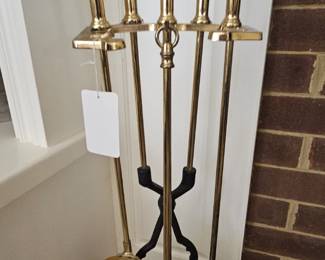 Brass fireplace set