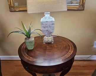 Top of Theodore Alexander accent table showing inlay