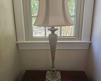 One of a pair of GORGEOUS lamps with silk shades