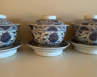 Chinese Gaiwan Teacups , Lids and Saucers